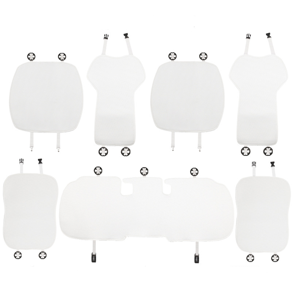 Ice Silk Breathable Cooling Car Seat Cushion for Tesla Model 3/Y Full Set (7 Pcs) White