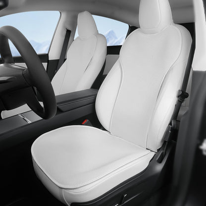 Ice Silk Breathable Air Mesh Seat Cushion for Tesla Model Y Juniper 2025+ White Front Seat (4 Pcs)