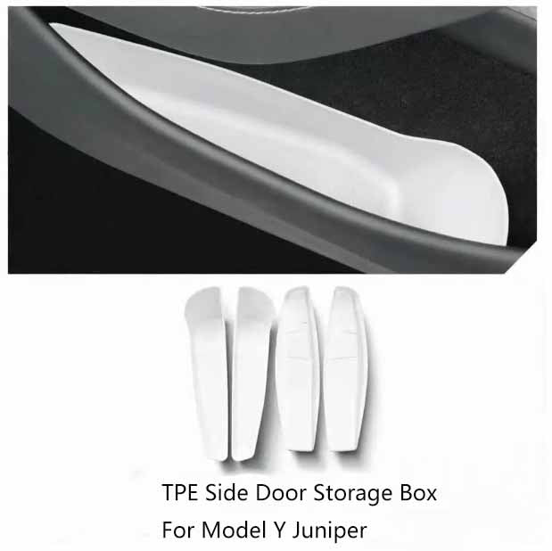 Waterproof TPE Door Organizer Bin for Tesla Model 3 Highland Y Juniper 4pc Model Y Juniper white