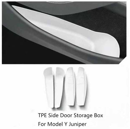 Waterproof TPE Door Organizer Bin for Tesla Model 3 Highland Y Juniper 4pc Model Y Juniper white