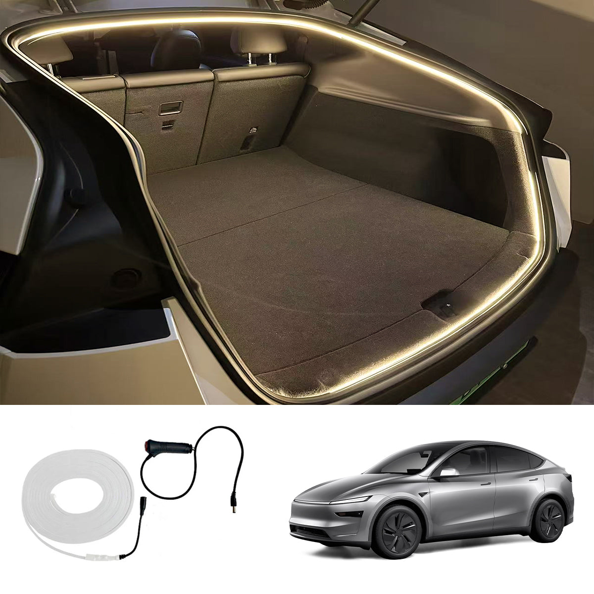 Front & Rear Trunk Ambient Lighting – Soft Glow Upgrade for Tesla Model Y Juniper 2025+ Rear Trunk Ambient Light Warm White