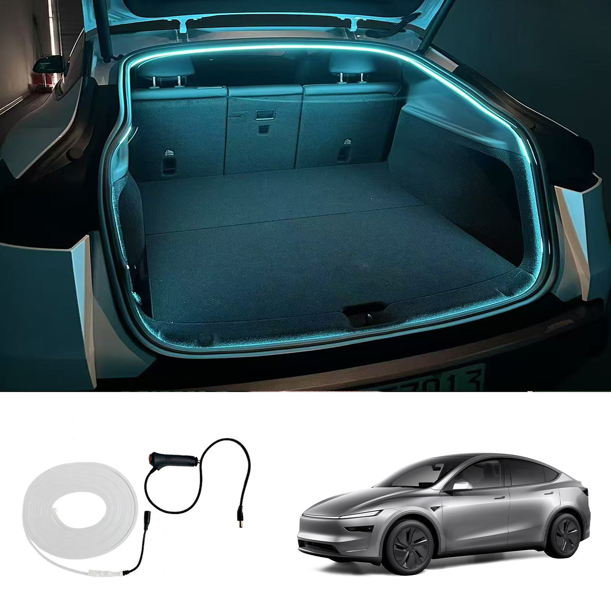 Front & Rear Trunk Ambient Lighting – Soft Glow Upgrade for Tesla Model Y Juniper 2025+ Rear Trunk Ambient Light Ice Blue