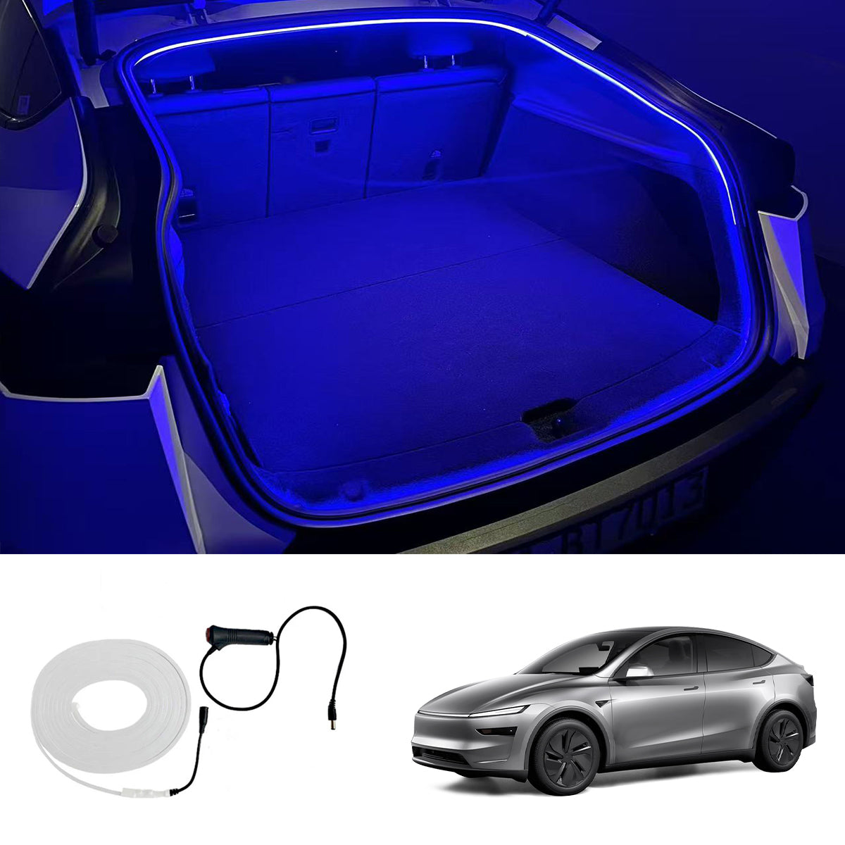 Front & Rear Trunk Ambient Lighting – Soft Glow Upgrade for Tesla Model Y Juniper 2025+ Rear Trunk Ambient Light Blue